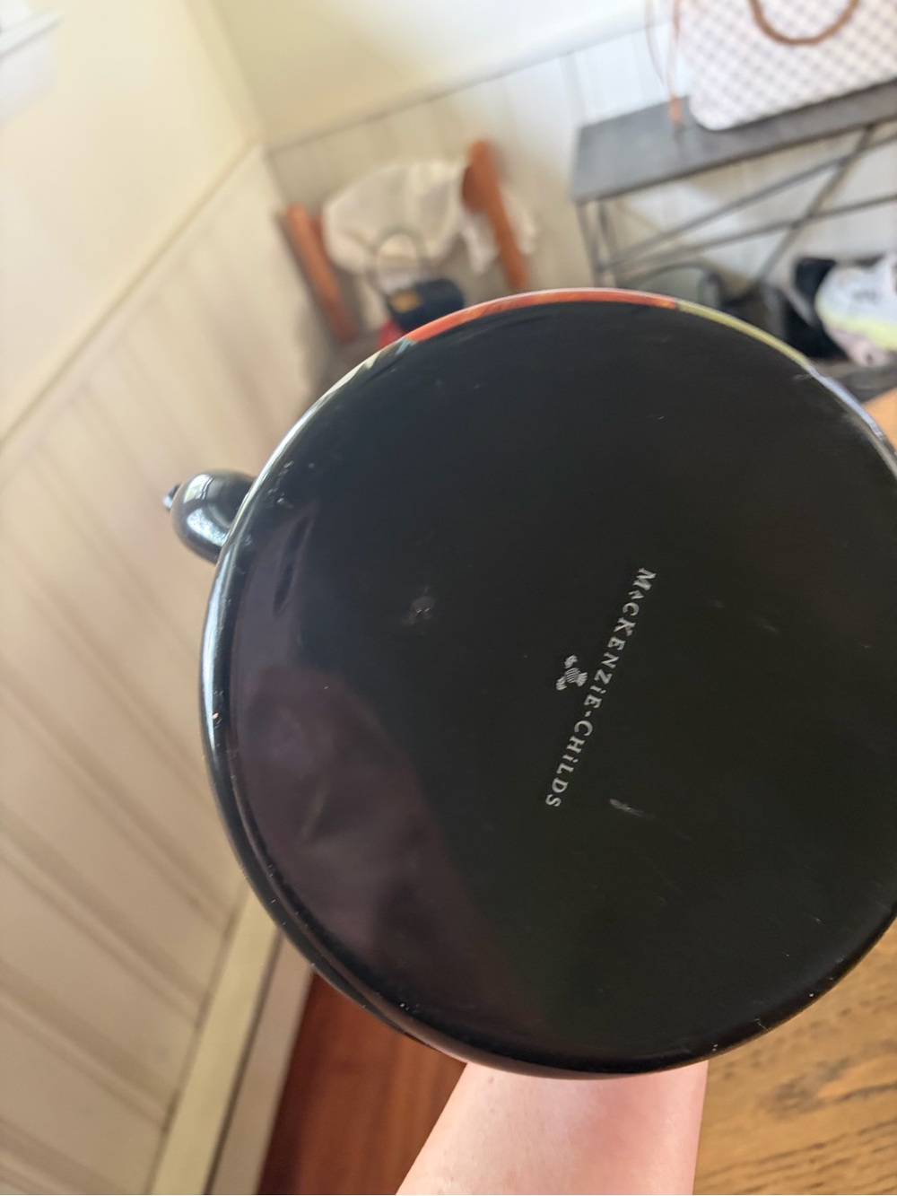 McKenzie child Floral Black Decorative tea kettle with matching plate - Picture 3 of 4